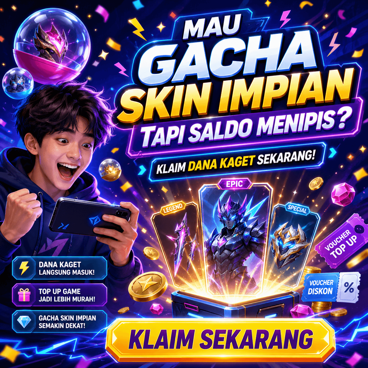 Mau Gacha Skin Impian Tapi Saldo Menipis? Klaim Dana Kaget Sekarang!